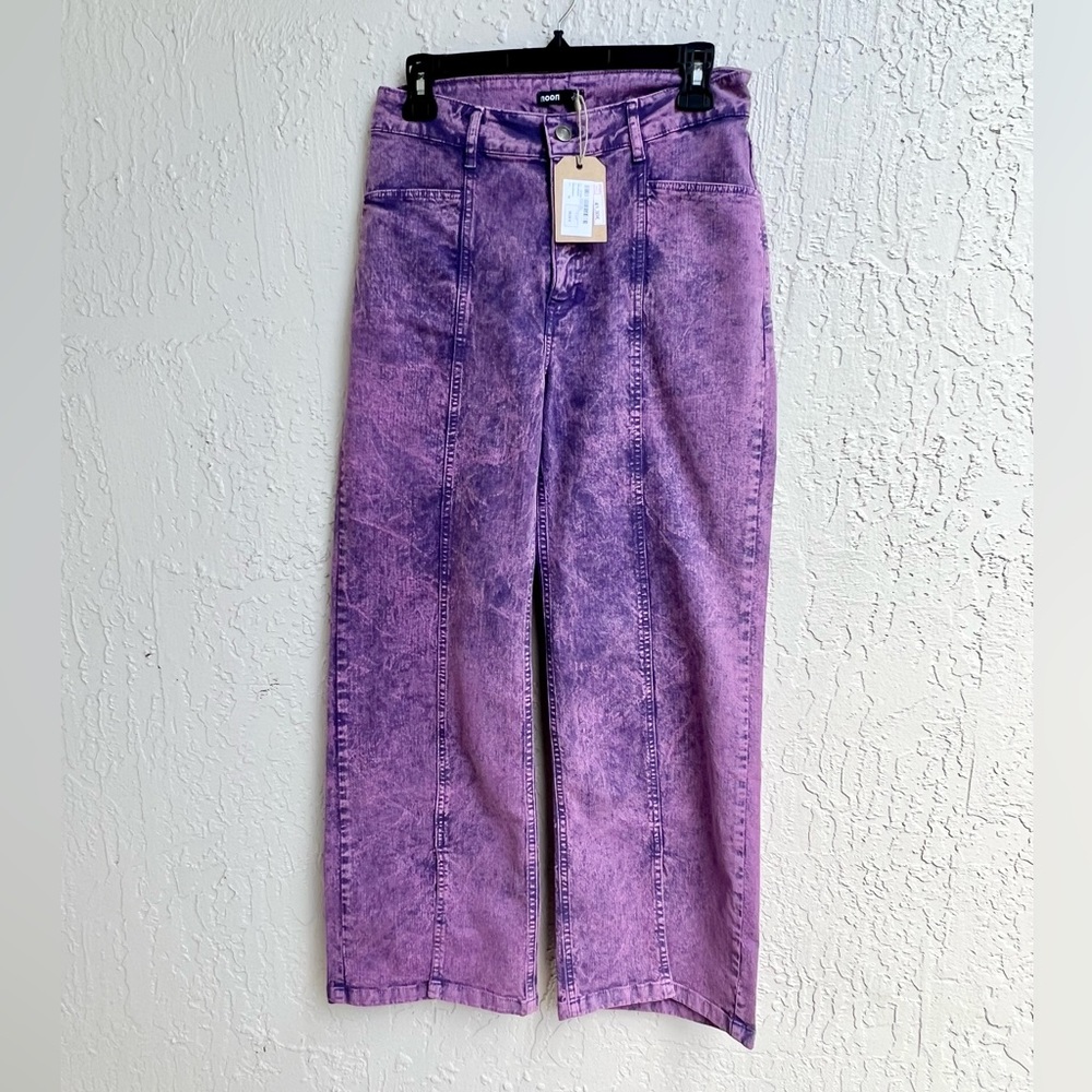 Noon purple acid wash wide leg jeans size 38 / US 6 new with tags